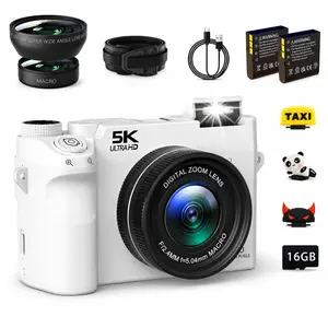 5K Digital Camera for Photography and Video 75MP with WiFi Dual Lens Autofocus 18X Zoom 16GB Card 2 Batteries Wide Angle Lens Compatible