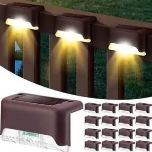 Solar Deck Lights Outdoor 16 Pack, Solar Step Lights Waterproof Led Solar lights for Outdoor Stairs, Step , Fence, Yard, Patio, and Pathway(Warm White)