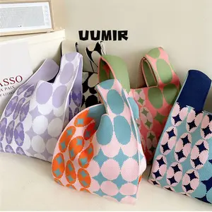 [NEW] Trendy Knitted Handbag with Checkered Pattern for Women