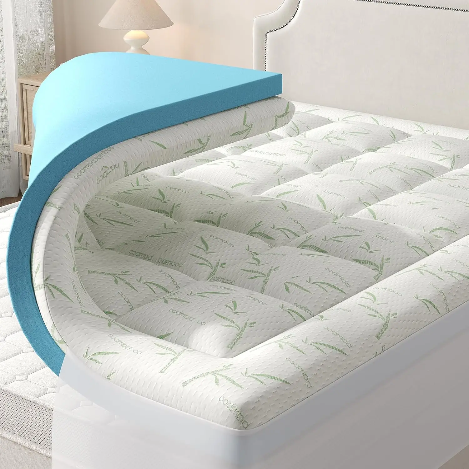 Back Pain Relief & Spine Support Mattress Pad - 2-Inch Dual-Layer Gel Memory Foam Topper, Medium Firm Cooling Comfort, Breathable Removable Cover for Hip & Shoulder