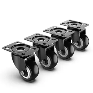 2 Inch Swivel Caster Wheels - Heavy Duty 600 Lbs Capacity (Pack of 4) - Silent Polyurethane Casters No  - Non-Marking Rubber Replacement Wheels for Furniture, Cart, Workbench &