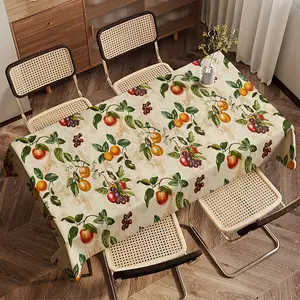 Vintage Farmhouse Fruit Tablecloth - Country Fruit Design, Durable Polyester Rectangular Tablecloth, Suitable for Indoor/Outdoor Use, Autumn Harvest Holiday Party Decoration