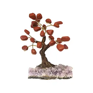 JTV Red Jasper Gemstone Tree with Quartz Base