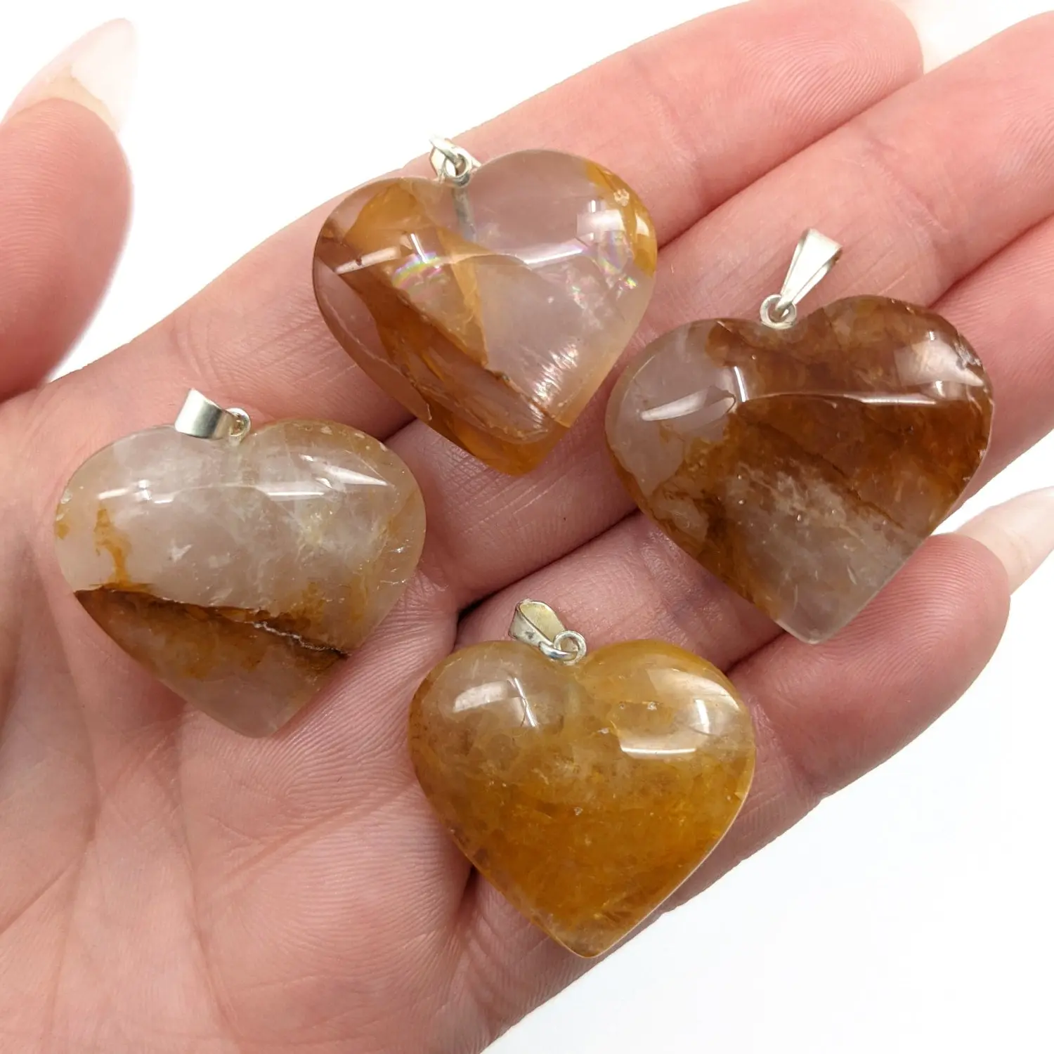 Golden Healer Quartz Heart Pendant #SK8265