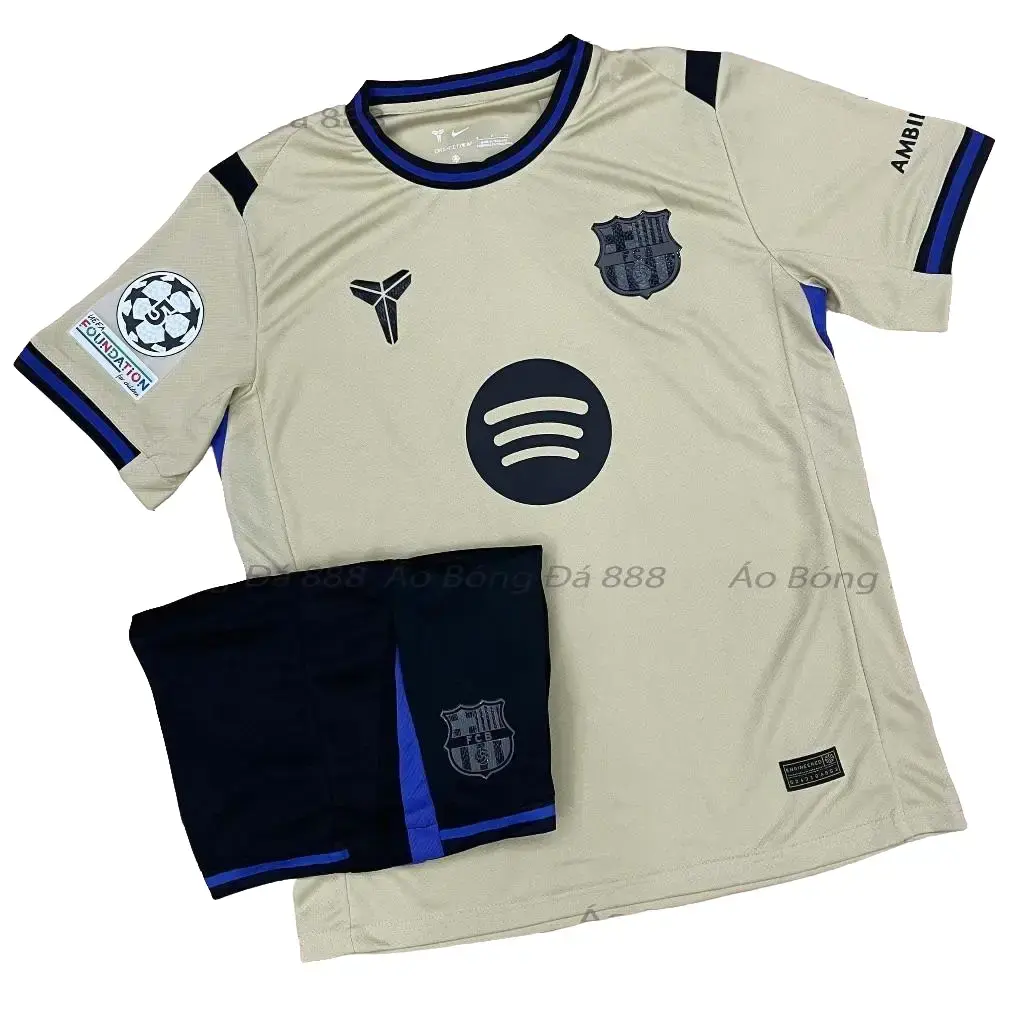 2025-26 FC Barcelona Cream Away Soccer Jersey & Shorts Set - Sports Collectible Fan Edition