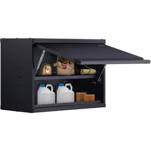 【fathersdaygift】VEVOR Metal Storage Cabinet, 120lbs Load Capacity per Shelf, 20'' Tall Wall-Mounted Powder-Coating Steel Garage Cabinet with Adjustable Shelf, Press to Lock & Open Door, Perfect for Office Home Garage