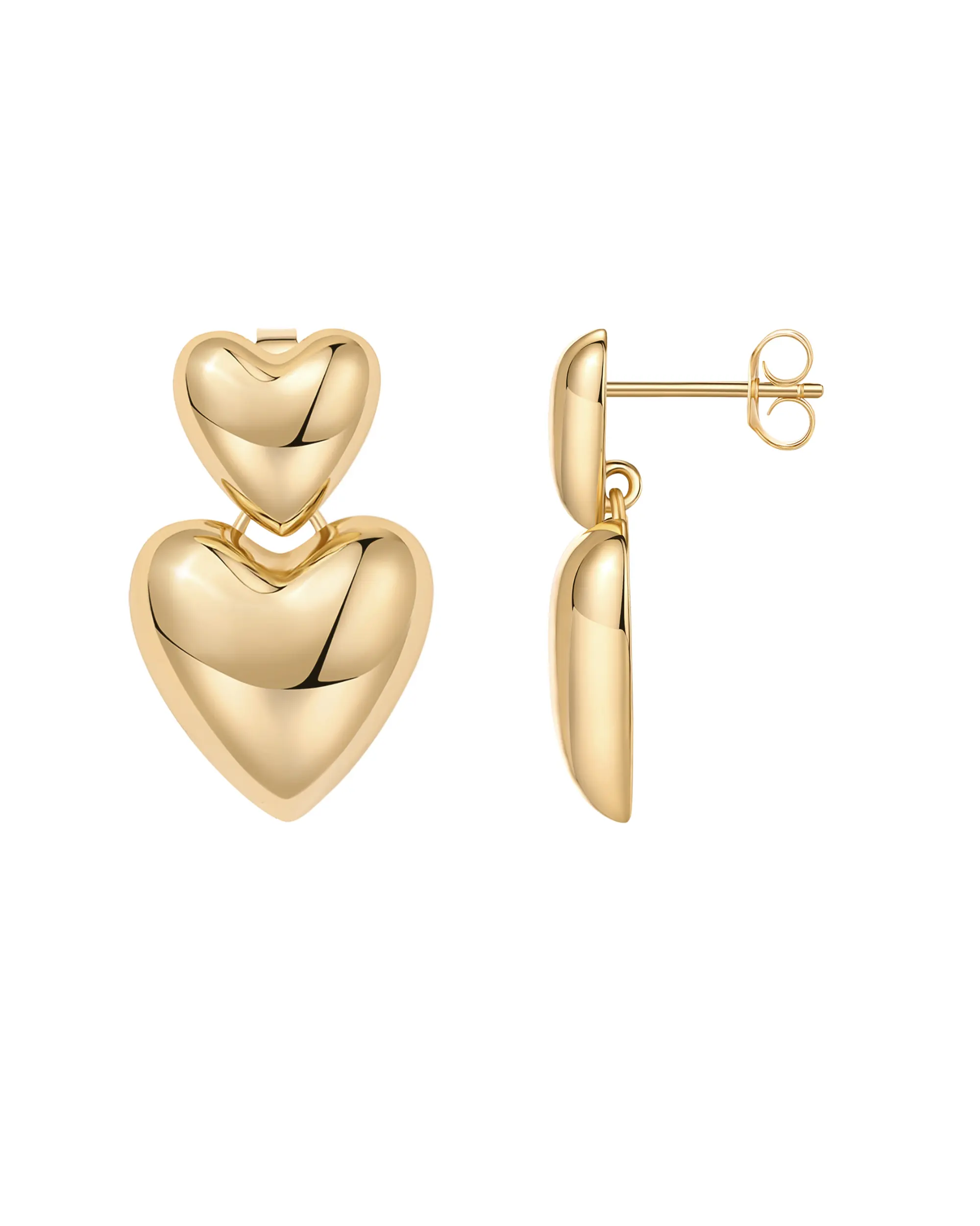 PAVOI 14K Gold Plated 925 Sterling Silver Posts Chunky Heart Statement Earrings for Women - Love Friendship Puffy Heart Teardrop Dangle & Stud Earrings - Valentines Day Trendy Jewelry