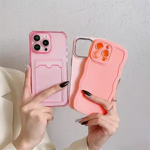 3-piece set including a solid color card holder, metal photo frame, and wave-patterned phone case, perfect for couples.  Suitable for Apple 11/12/13/14/16/17/15/PROMAX/PLUS/Air and other phone models. A great gift choice for boyfriends and for holidays.