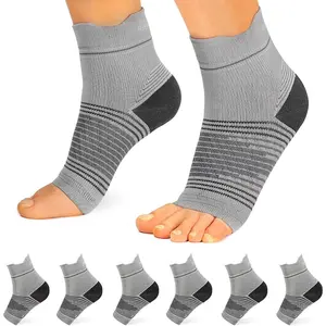 Plantar fasciitis sock (6 pairs) for men and women, compression foot sleeves with arch and ankle support, black, xx-large