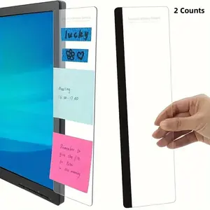 Transparent sticky notes, 2-pack sticky notes for computer monitors, essential sticky notes for teachers at home and in the office, back-to-school essentials, desk storage supplies and accessories, home decor items
