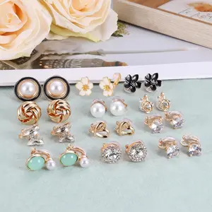 12 Pairs Clip on Earrings for Women Imitation Pearl Butterfly Non Pierced Earrings Hypoallergenic Clip-On Earrings