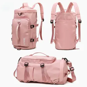 LVQUE Waterproof Gym Fitness Bag Outdoor Travel Sport Exercise Fashion Casual Backpack Nylon Material with Shoe Compartment & Combination Lock for Men Women
