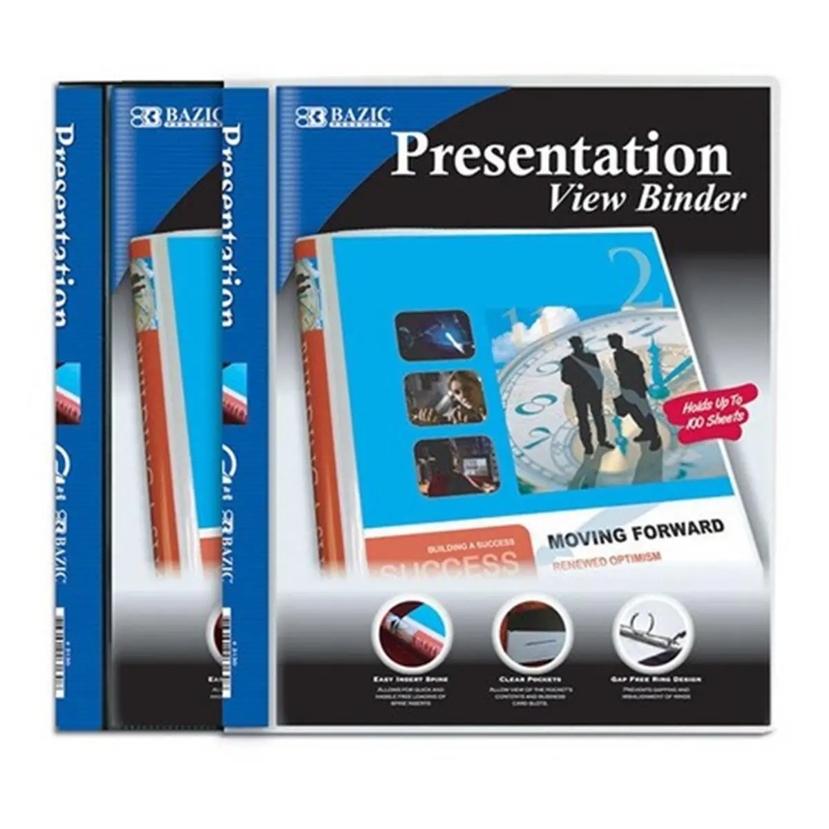 Bazic 10-Pockets Permanent Binding Presentation Book, 24-Pack Office Stationery Supplies, Notebook with Pockets