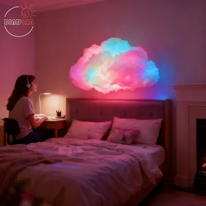 Smart LED Strip Light 200cm, 3D Thunder Cloud Night Lamp, Music Sync, USB Powered, Wall/ceiling Installation, Color Changing Effect, DIY Lighting, Music Sync Lights