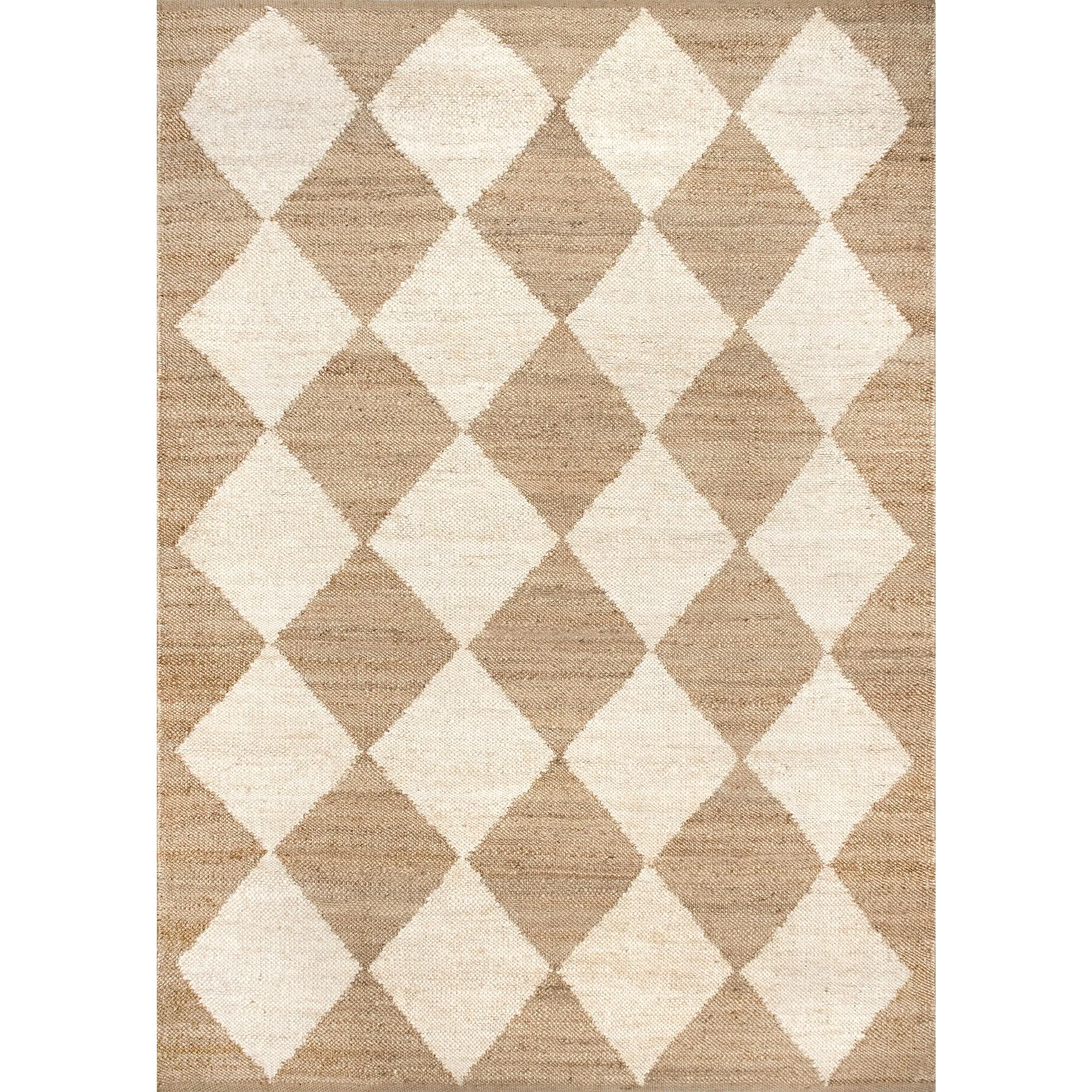 Louie Diamond Checkerboard Jute Area Rug Louie Diamond Checkerboard Jute Area Rug
