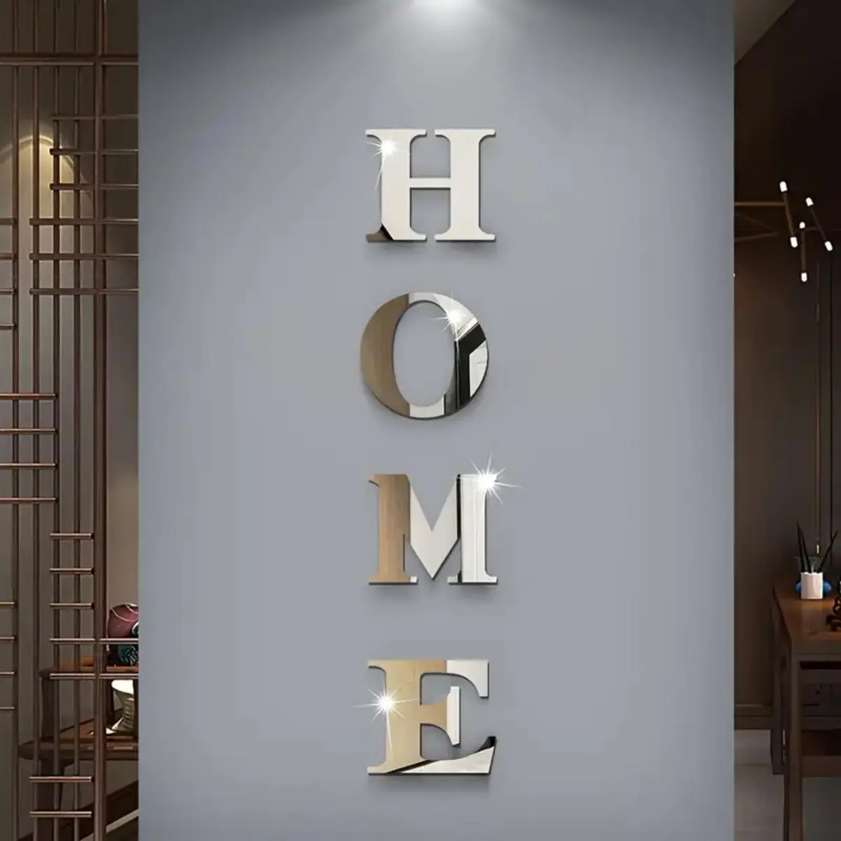 Mirror Wall Sticker, Home Letter Design Wall Decor, Backdrop Decorative Mirror for Living Room Dining Room Entry Door Bedroom Decor, Wall Art Stickers, Ornaments, Sticker Decoration, Decoration Items