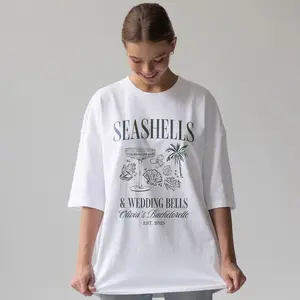 Seashells and Wedding Bells Beach Bachelorette Shirt, Beach Seashell Shirt,Bachelorette Shirts, Beach Cover up shirt