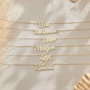 Personalized Name Necklace Custom Cursive Pendant Hypoallergenic Tarnish Resistant Jewelry Handmade Gift for Her Gold or Silver Finish