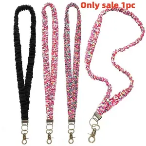 Fashion Colorful Pleated Elastic Teacher Lanyard, Personalized Lanyard, Multifunctional ID Card Holder, Lightweight Material, Safety Buckle, Suitable for Teachers Nurses Doctors, ID Badge Holder