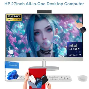 HP - 27" Full HD Touch-Screen All-in-One with Adjustable Height- Win11 Pro - Intel Core Ultra 7 155U 2023  - 32GB Memory - 1TB SSD - Shell White - Bundle Accessory