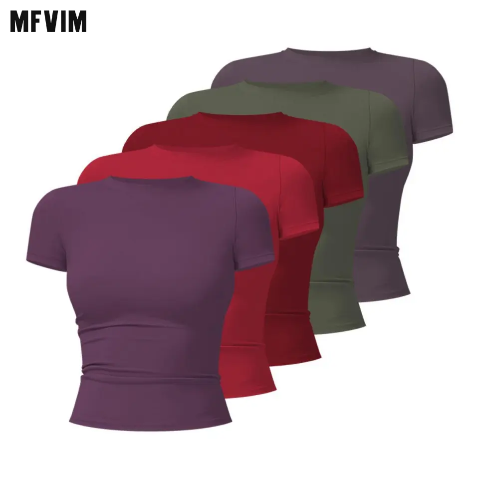 Women's Stretch Athletic Tee, Slim Fit Short Sleeve Crew Neck Top for Gym Workouts, Running, and Casual Wear, Athletic Apparel, Fitness Apparel, Workout Tops, T Shirts, Basic Tops