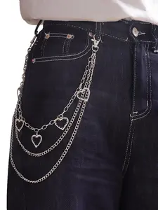 1pc Heart Pendant Belt for Unisex, Punk Hip Hop Pants Chain for Back to School and Halloween, Stylish Accessory for All Ages, Heart Design Chain