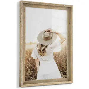 16x24 Rustic Picture Frame, Reclaimed Barn  Photo Frame with Tempered Glass, Distressed &  Farmhouse Designed Poster Frame, Horizontal and Vertical Wall Mounting Display, 1 count