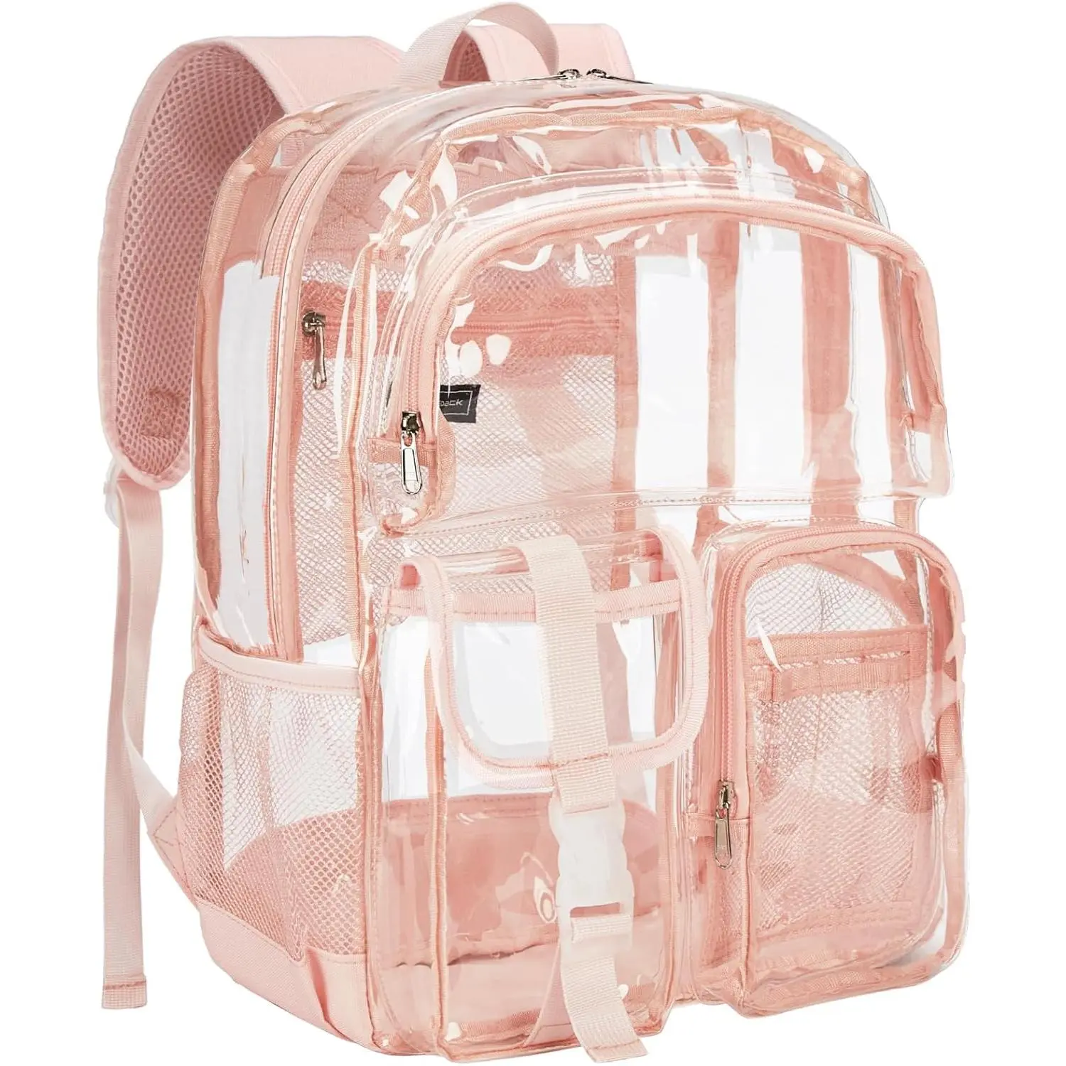Clear Backpack for School - Heavy Duty Transparent Bookbag for Girls Boys Large See Through backpacks for Work, College, Travel - Pink