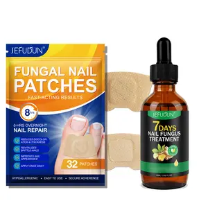 Sefudun Fungal Nail Care Kit - 32 Hypoallergenic Patches with Secure Adhesion & 60ml Ginger Solution, Fast Repair Serum & Nutrient Oil for Overnight Wear, Double-Care Nail Treatment Manicure Product summervibes, Self Care Products