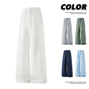 Men’s summer lightweight breathable loose pants with drawstring waist, 100% polyester fiber, suitable for vacations and everyday wear