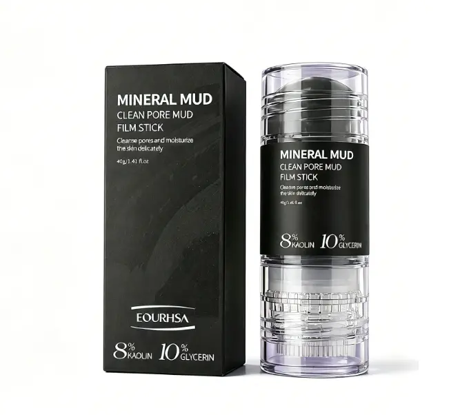 Dual-End Mineral Mud Mask Stick, Deep Pore Cleansing Clay Stick, Oil Absorbing & Hydrating with Kaolin & Glycerin, Purify Blackheads & Refine Skin Texture, Mess-Free Solid Mud Mask for Face Cleanser Facial