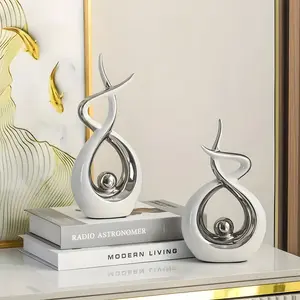 2 pieces of modern sculpture dining table living room decoration, TV stand and office desk decoration, suitable for coffee table and shelf decoration, a great gift item, Decorative Sculptures