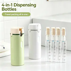 UFORU 4-in-1 travel refillable split bottle set, wash dispenser, necessary for skin care and beauty travel, suitable for shampoo, lotion, skin care products#SummerVibes