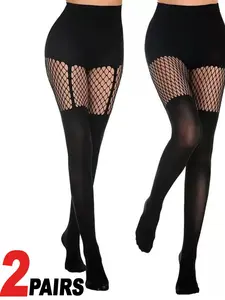 2pc Fashion Mesh Stockings, Women Stylish Backless Fishnet Socks, Perfect for Office and Everyday Casual Wear, Sexy Hosiery for Bars