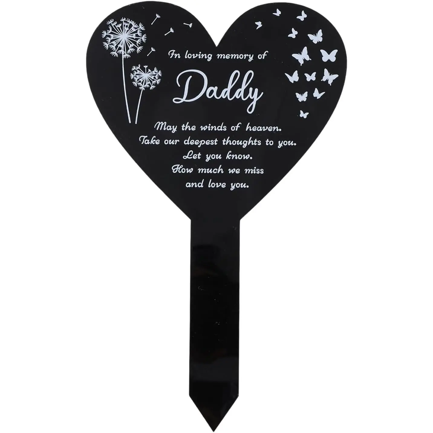 Heart Shaped Garden Stake for Daddy Memorial Remembrance Plaque Stakes for Cemetery  Grave  Sympathy Garden Stake for Yard Grave Cemetery