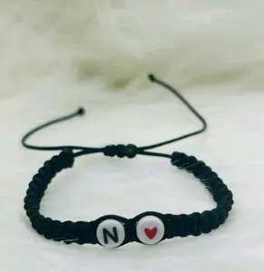 Personalized Red Rope Friendship Bracelets with Initials J, Heart Accent, Customizable Bangle for Couples, Daily Fashion Accessory for Special Bonds
