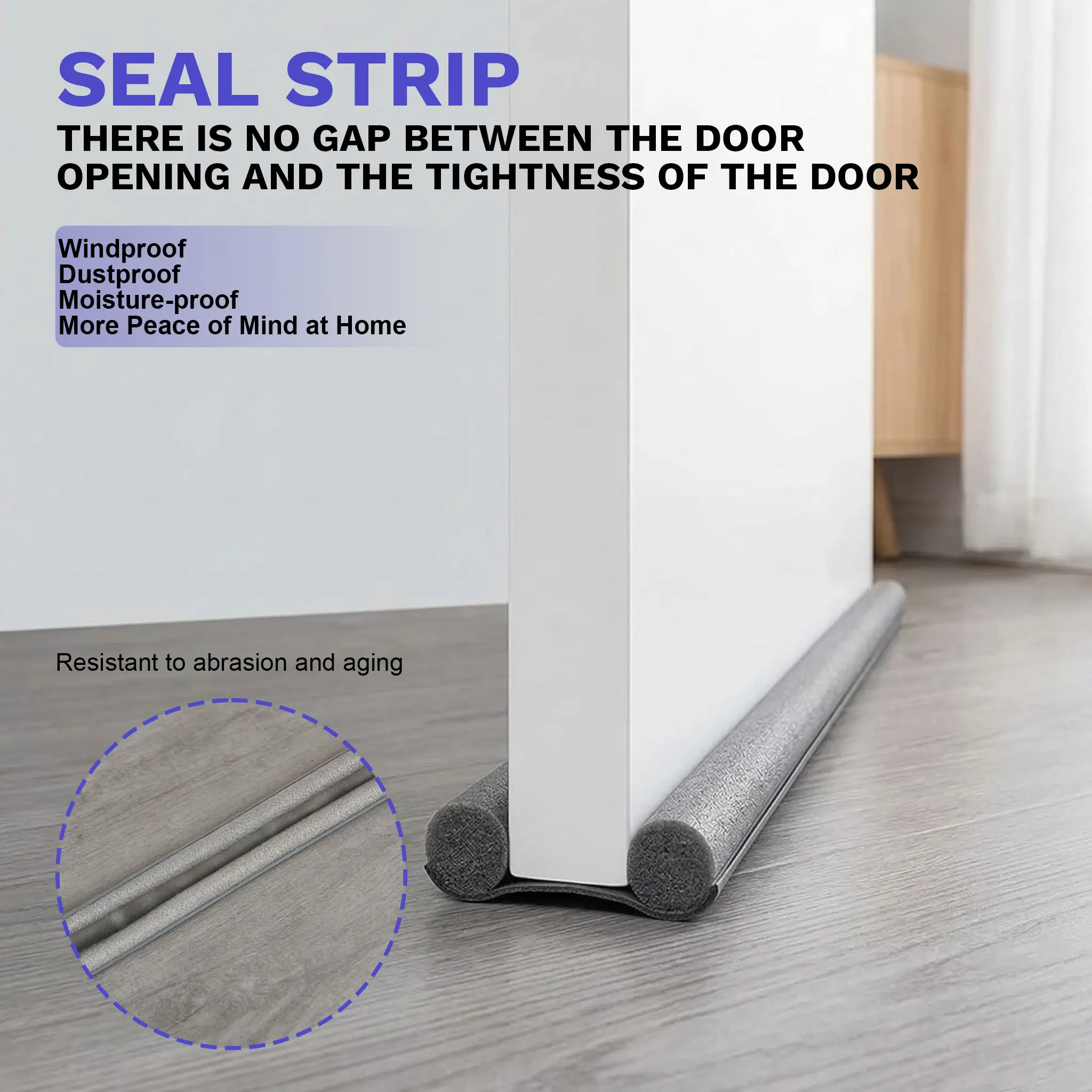 Door Bottom Sealing Strip Sound Insulation Wind Proof Stopper Anti Cockroach Gap Self Adhesive Under Door Draft Noise Block for 30-36" Doors Quick Easy Installation Superior Insulation Versatile Fit Durable Long Lasting