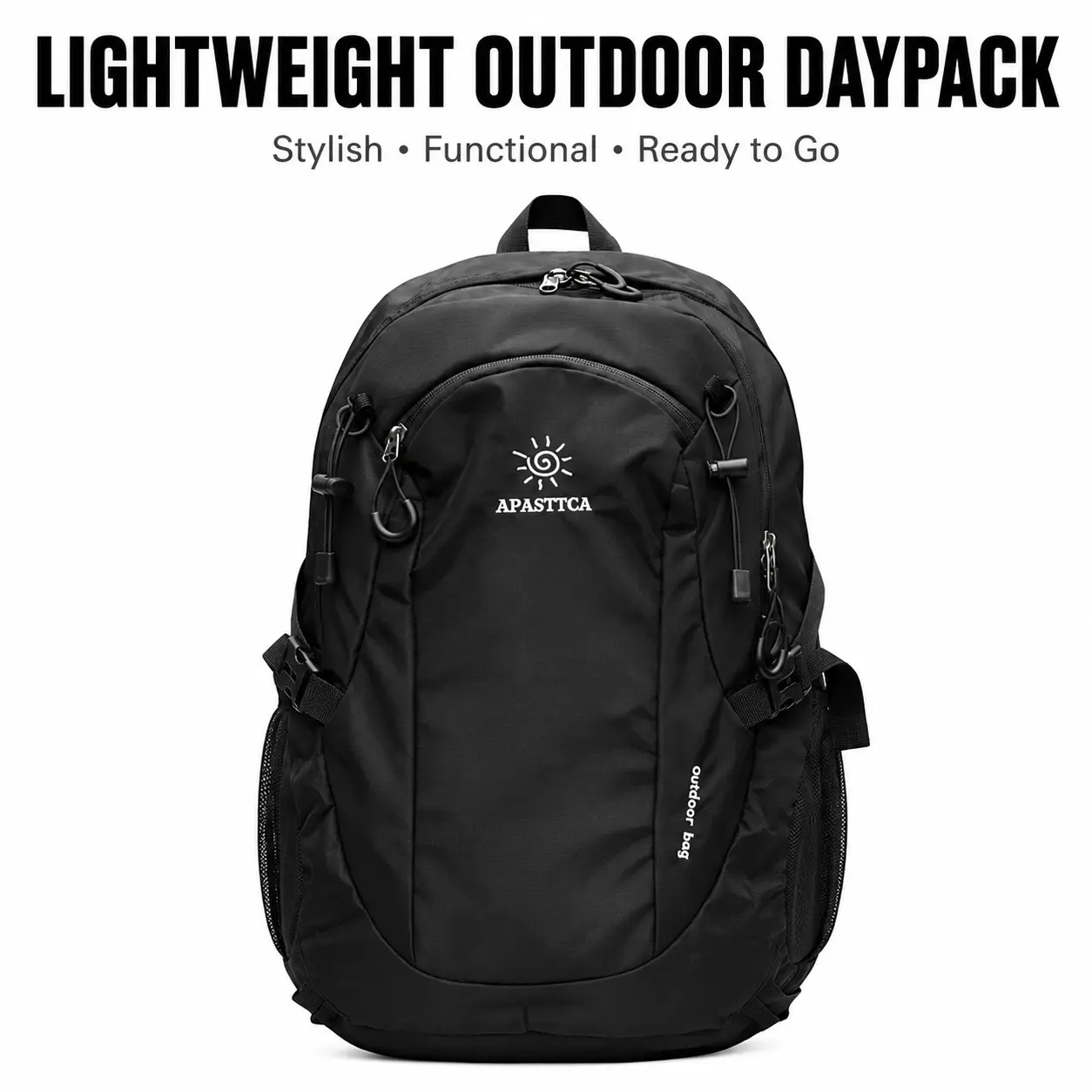 AFASTICA Functional Details Backpack with Smooth Zipper Access Side Mesh Pocket and Cord Buckle Details for Easy Access Outdoor Ready Everyday Use