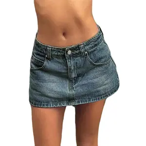 Low Waist Denim Mini Skirt
