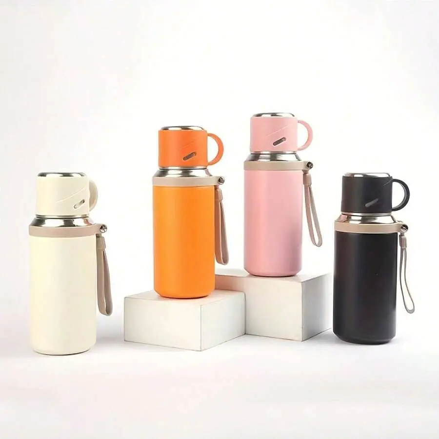 316 Stainless Steel Vacuum Flask (500-1,000 ml Range 600ml/21Oz), Cap & Cup 2-in-1 Design, Double Insulation, Plain Finish, Ultra Portable Adults’ Kitchenware Drinkware for Daily Use, Travel, Unique Birthday Gifts, Double Ins.