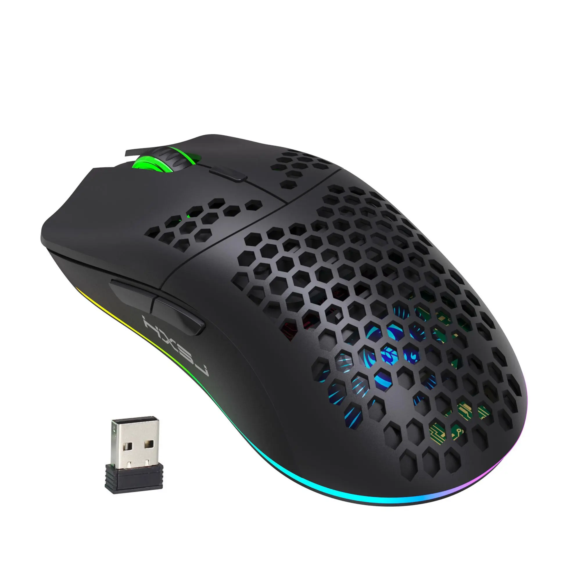 Fall HXSJ New RGB Wireless 2.4G Gaming Mouse, Rechargeable RGB Light Optical Mouse, Plug and Play Ergonomic Mouse for Desktop Notebook PC Home Office, Tech Gadgets, Gaming Equipment, Gaming Mouse, Gaming Accessory