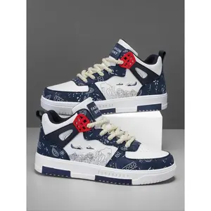 Men’s Fashionable Colorblock Lace-Up Low-Top Sneakers, Casual Comfortable Non-Slip Sports Shoes, Trendy Versatile Sneakers for Daily Wear