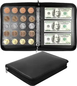 Coin Collection Book Album Holder Collectors 400 Pockets Fireproof Coin Collection Book & 36 Paper Money Organizer Binder Coin Currency Collection