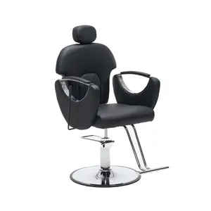 Black Reclining Salon Barber Chair for Hair Stylist, Professional Hair Stylist Chairs with Heavy Duty Hydraulic Pump, All Purpose Styling Hairdresser Braiding Shampoo Chair for Spa Home Euipment Barber Salon Chair for Hair Stylist
