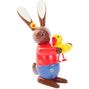 Alexander Taron 224-754 Dregeno Easter Decor Ornament, Rabbit Holding Chick