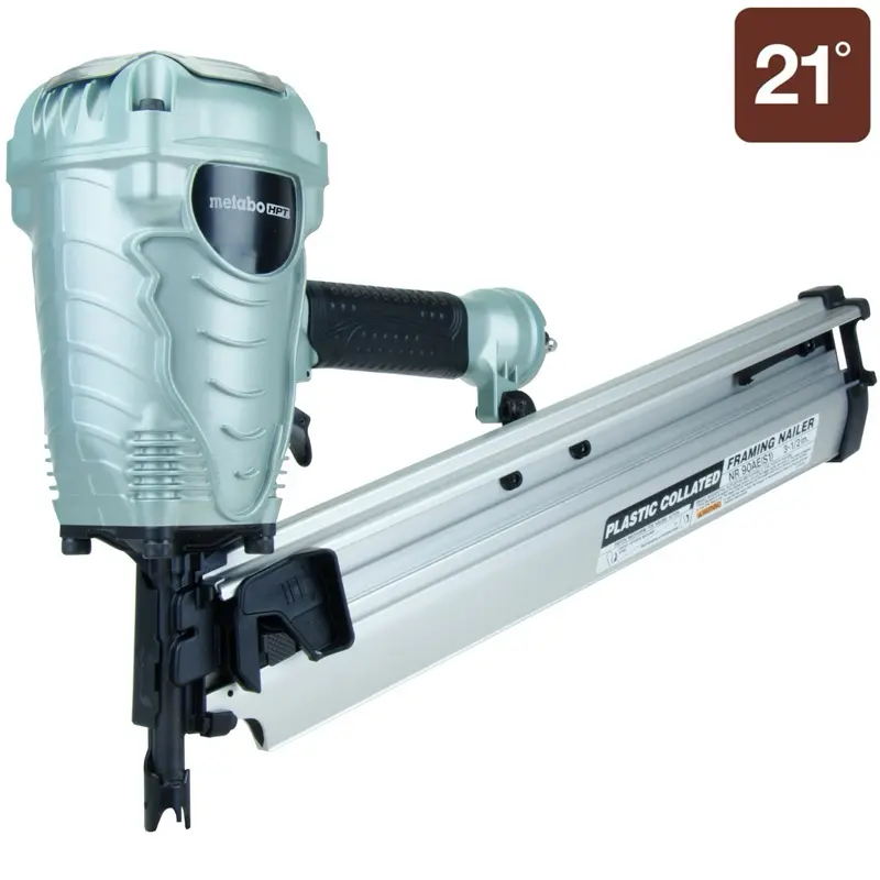 Metabo HPT 21 Degree Plastic Collated 3-1/2 Inch Framing Nailer NR90AES1 for Efficient Woodworking