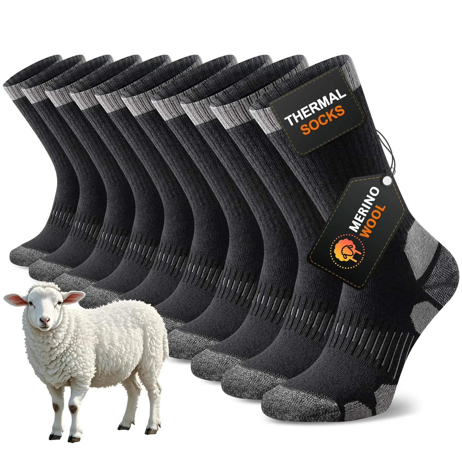 6/12/20 Pairs Men Women Winter Crew Socks, Breathable Moisture Wicking Stretchy for Cold Weather Hiking Climbing Running Daily Wear, Comfortable Fit and Great Gift Choice.