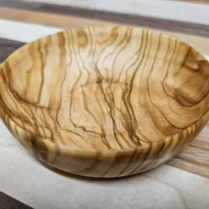 Olive wood hand turned ring dish or trinket bowl