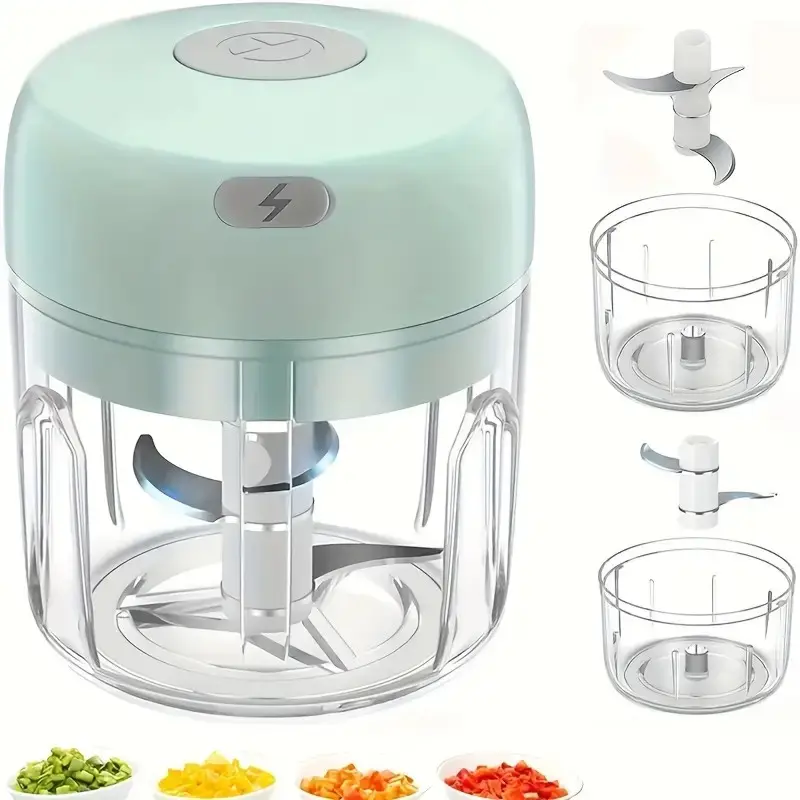 Electric Garlic Chopper, Mini Portable Veggie Chopper, Multifunctional Food Chopper, Kitchen Choppers, 250ML Garlic Grinder Masher, Wireless Food Processor, Vegetable Chopper, Fruit Chopper for Ginger, Chili, Fruit, Meat