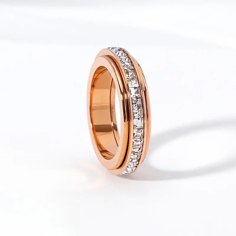 Anxiety Rings for Women and men Titanium Steel Spinner Fidget Band Rings Cubic Zirconia Relieving Anxiety Wedding Promise Lucky Rings Comfort Fit Size 5 to 10 snowdrop necklace adjustable sunglass jade s coach powder pink collection flanges alex and ani